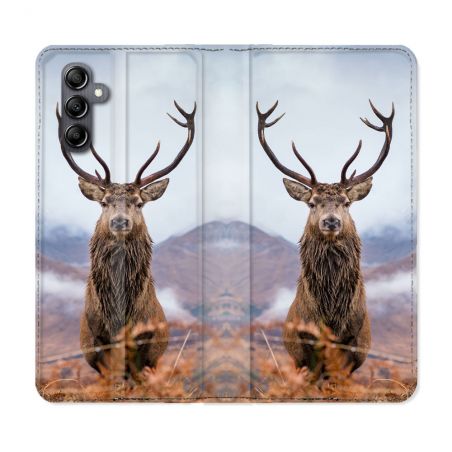 Housse Cuir Portefeuille Pour Samsung Galaxy A35 5G Chasse Chevreuil Montagne