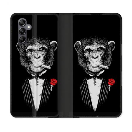 Housse Cuir Portefeuille Pour Samsung Galaxy A35 5G Decale Singe Mafia