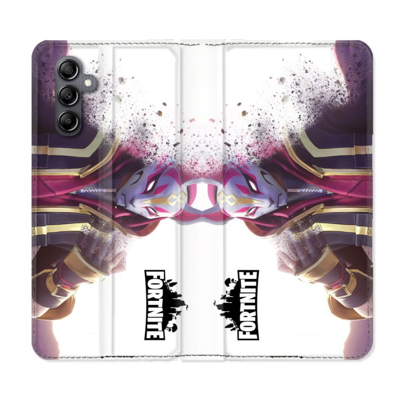Housse Cuir Portefeuille Pour Samsung Galaxy A35 5G Fortnite Blanc
