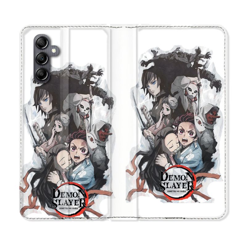 Housse Cuir Portefeuille Pour Samsung Galaxy A35 5G Manga Demon Slayer Blanc