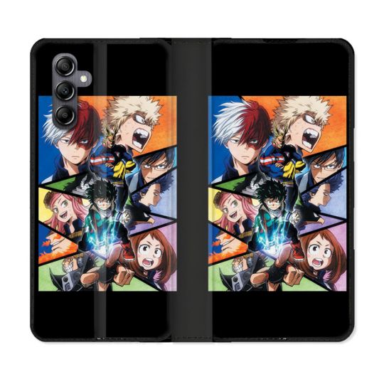 Housse Cuir Portefeuille Pour Samsung Galaxy A35 5G Manga My Hero Academia Noir