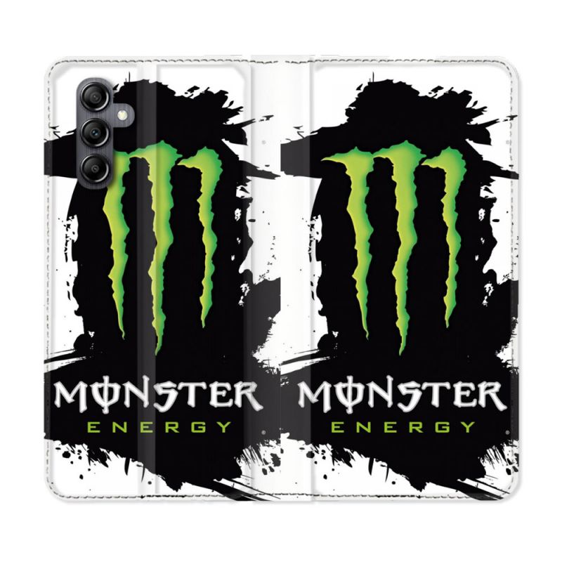 Housse Cuir Portefeuille Pour Samsung Galaxy A35 5G Monster Energy Tache