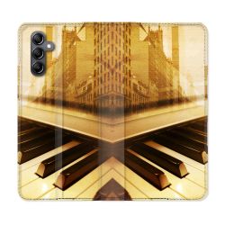 Housse Cuir Portefeuille Pour Samsung Galaxy A35 5G Musique Piano Retro