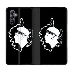 Housse Cuir Portefeuille Pour Samsung Galaxy A35 5G Voyage Corse Noir