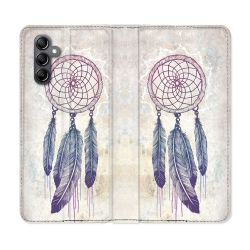 Housse Cuir Portefeuille Pour Samsung Galaxy A35 5G Zen Attrape Reve Blanc