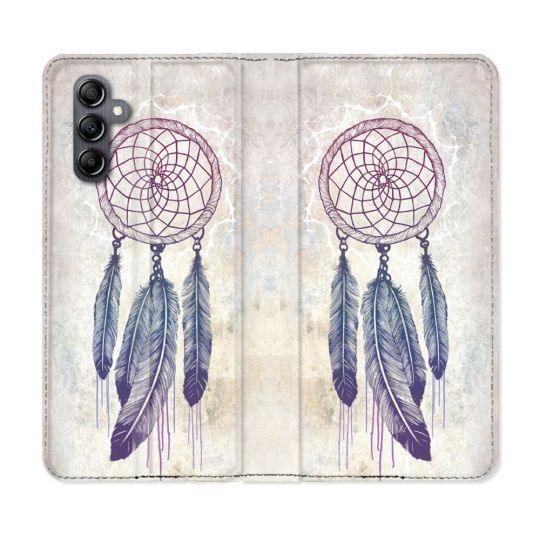 Housse Cuir Portefeuille Pour Samsung Galaxy A35 5G Zen Attrape Reve Blanc