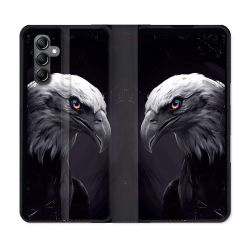 Housse Cuir Portefeuille Pour Samsung Galaxy A55 5G Animal Aigle Royal Noir