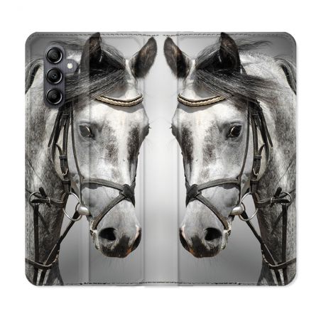 Housse Cuir Portefeuille Pour Samsung Galaxy A55 5G Animal Cheval Blanc