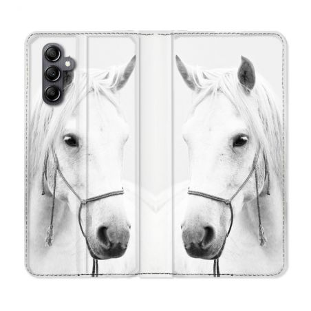 Housse Cuir Portefeuille Pour Samsung Galaxy A55 5G Animal Cheval Cristal