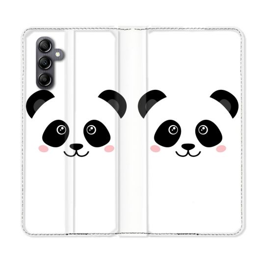 Housse Cuir Portefeuille Pour Samsung Galaxy A55 5G Animal Panda Blanc