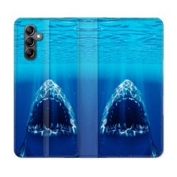 Housse Cuir Portefeuille Pour Samsung Galaxy A55 5G Animal Requin Dent
