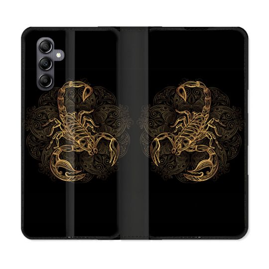 Housse Cuir Portefeuille Pour Samsung Galaxy A55 5G Animal Scorpion Fresque