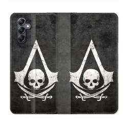 Housse Cuir Portefeuille Pour Samsung Galaxy A55 5G Assassin Creed Tete Mort