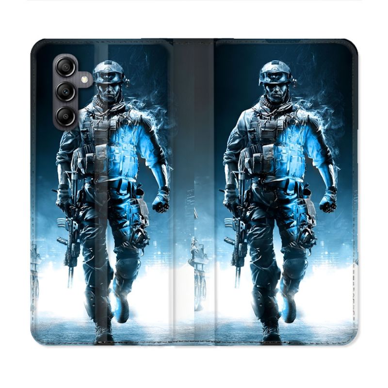 Housse Cuir Portefeuille Pour Samsung Galaxy A55 5G Call Of Duty Guerrier