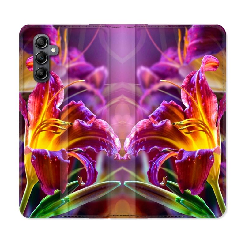 Housse Cuir Portefeuille Pour Samsung Galaxy A55 5G Fleur Lys Color