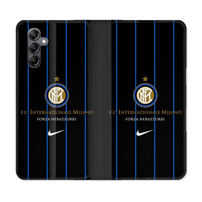 Housse Cuir Portefeuille Pour Samsung Galaxy A55 5G Foot Inter Milan