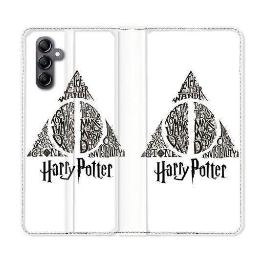 Housse Cuir Portefeuille Pour Samsung Galaxy A55 5G Harry Potter Hollows triangle Blanc