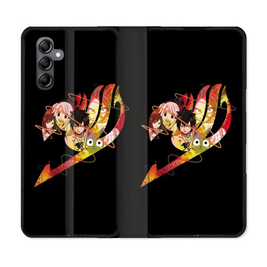 Housse Cuir Portefeuille Pour Samsung Galaxy A55 5G Manga Fairy Tail Logo Noir