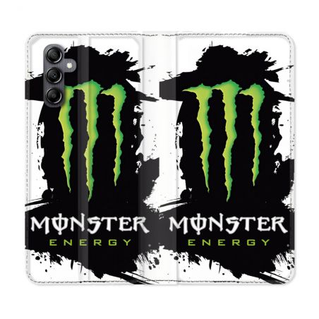 Housse Cuir Portefeuille Pour Samsung Galaxy A55 5G Monster Energy Tache