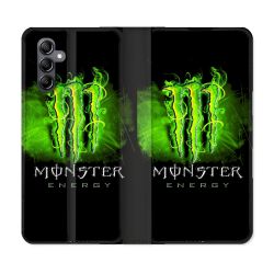 Housse Cuir Portefeuille Pour Samsung Galaxy A55 5G Monster Energy Vert