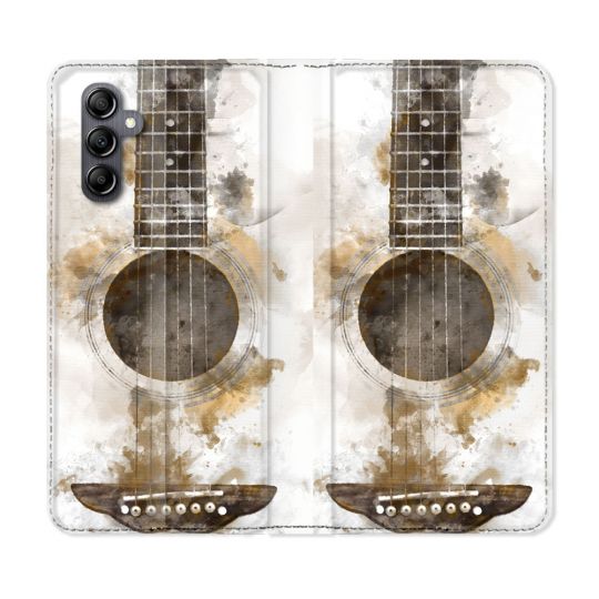 Housse Cuir Portefeuille Pour Samsung Galaxy A55 5G Musique Guitare Tag