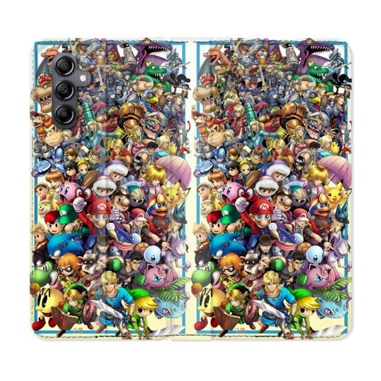 Housse Cuir Portefeuille Pour Samsung Galaxy A55 5G Nintendo