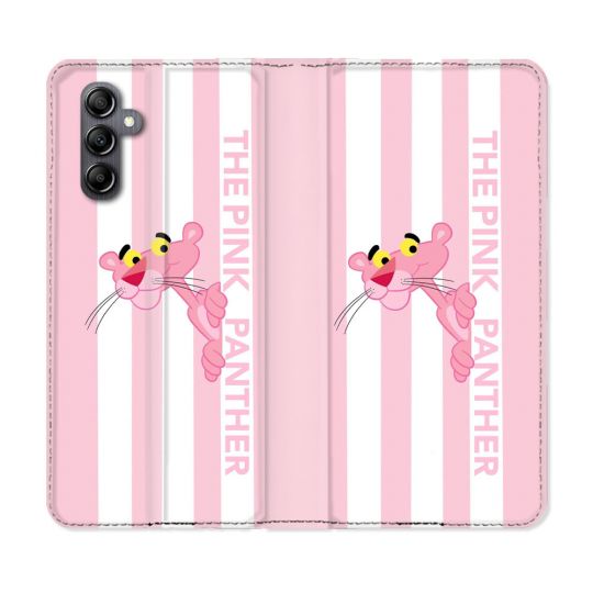 Housse Cuir Portefeuille Pour Samsung Galaxy A55 5G Panthere Rose