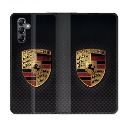 Housse Cuir Portefeuille Pour Samsung Galaxy A55 5G Porsche Carbone