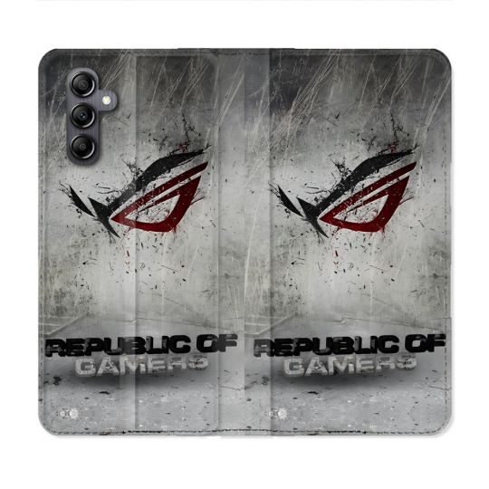 Housse Cuir Portefeuille Pour Samsung Galaxy A55 5G ROG Gris