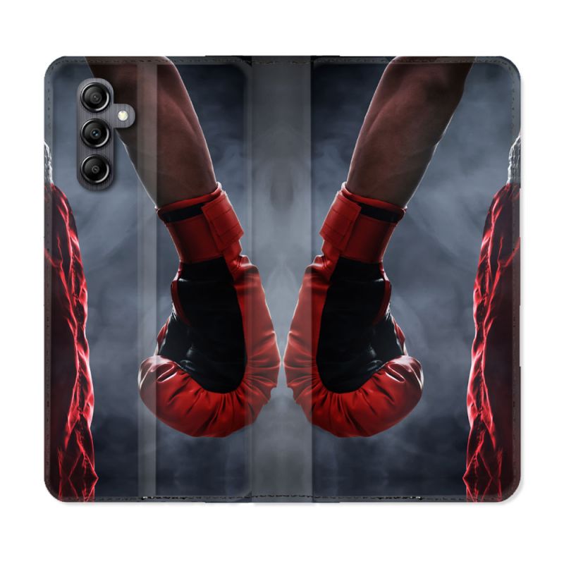Housse Cuir Portefeuille Pour Samsung Galaxy A55 5G Sport Boxe Gant Rouge