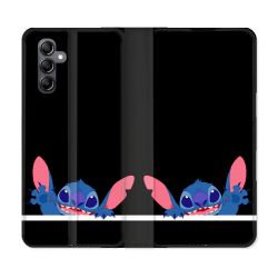 Housse Cuir Portefeuille Pour Samsung Galaxy A55 5G Stitch Noir
