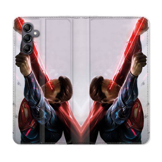 Housse Cuir Portefeuille Pour Samsung Galaxy A55 5G Superman Laser