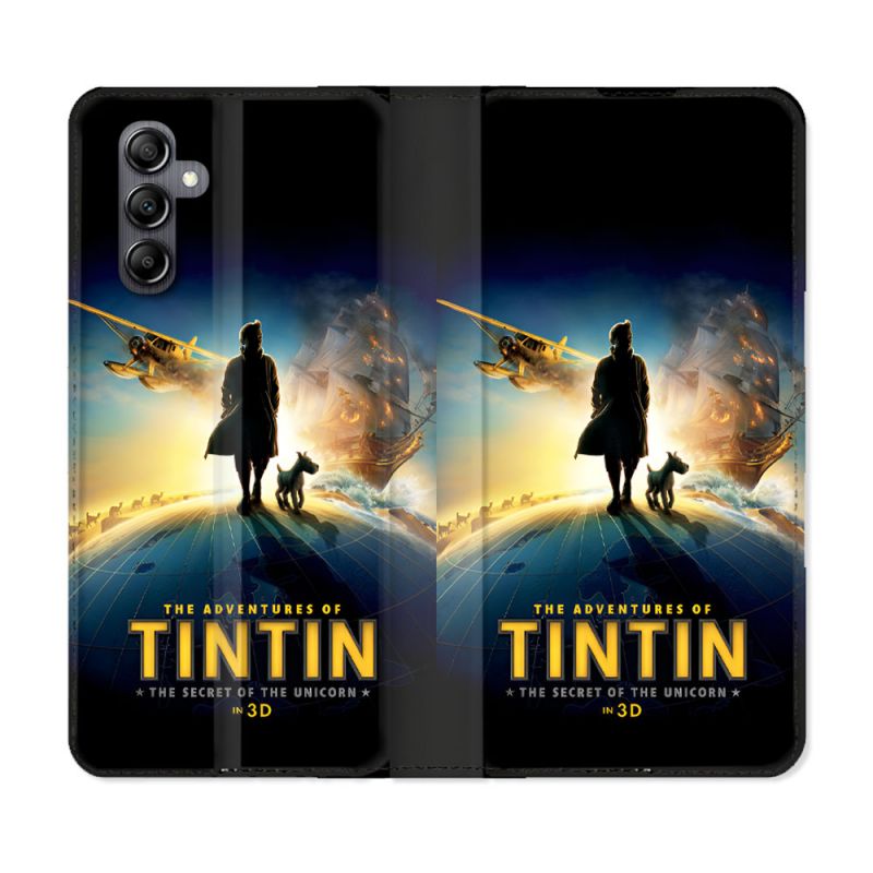 Housse Cuir Portefeuille Pour Samsung Galaxy A55 5G Tintin Affiche