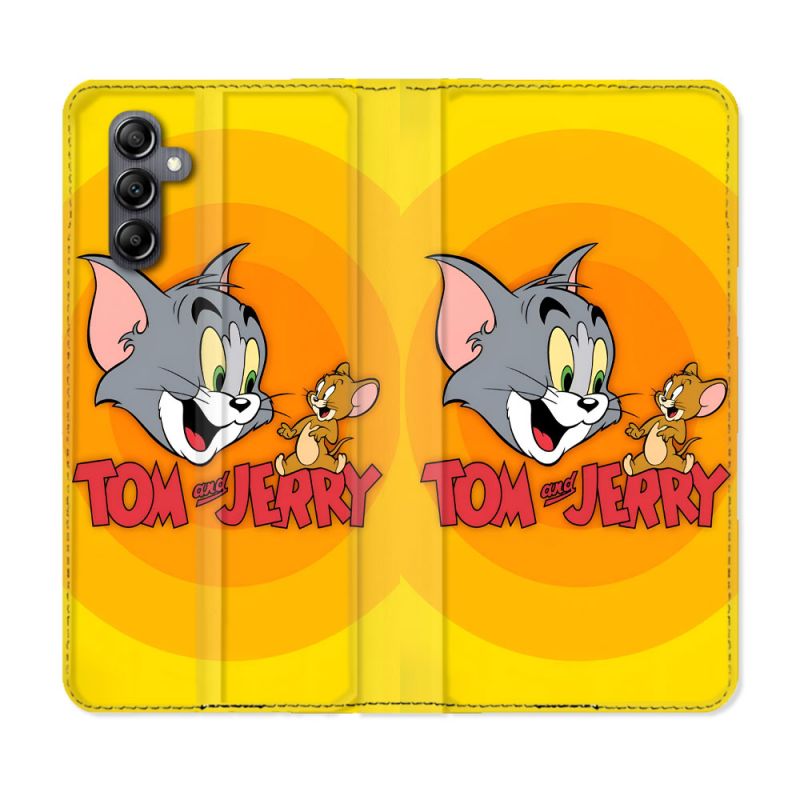 Housse Cuir Portefeuille Pour Samsung Galaxy A55 5G Tom Jerry