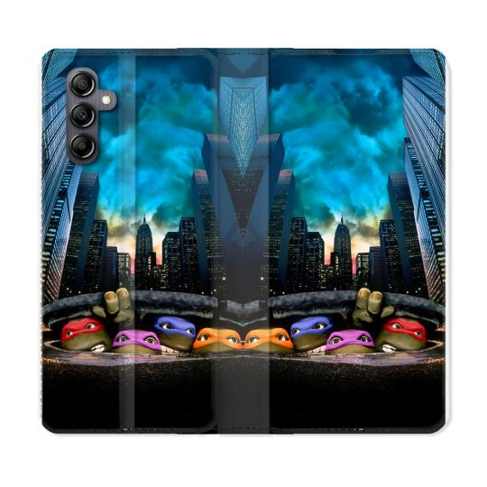 Housse Cuir Portefeuille Pour Samsung Galaxy A55 5G Tortue Ninja Ville