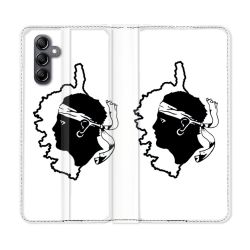 Housse Cuir Portefeuille Pour Samsung Galaxy A55 5G Voyage Corse Blanc