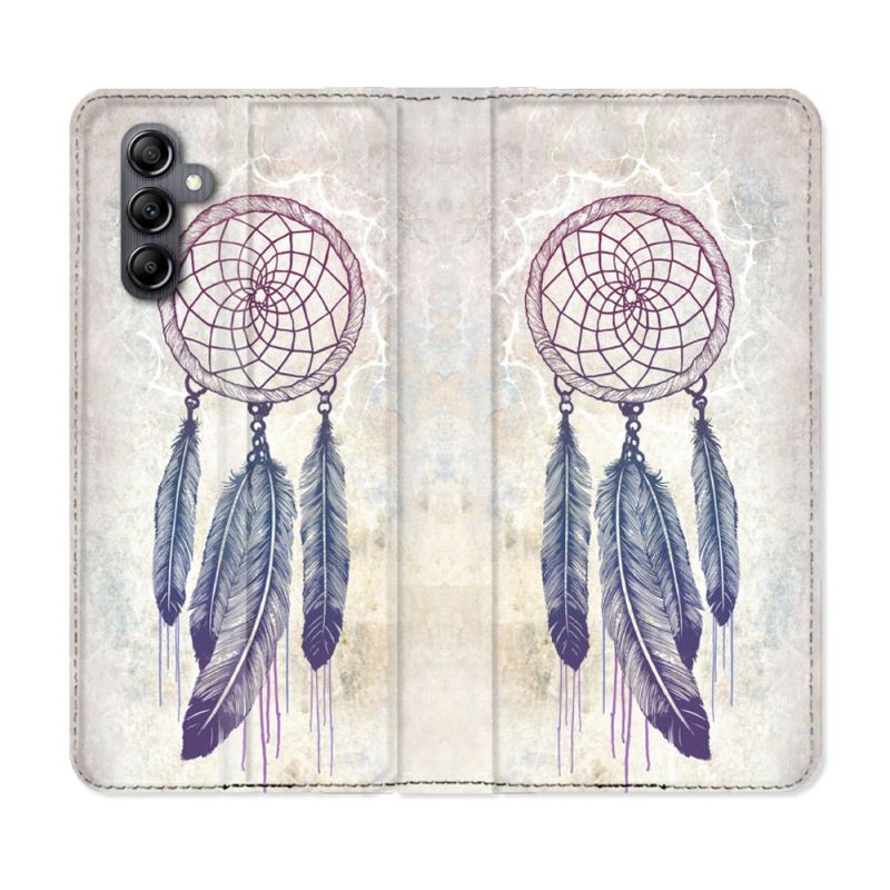 Housse Cuir Portefeuille Pour Samsung Galaxy A55 5G Zen Attrape Reve Blanc