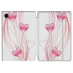 Housse Smart Cover Pour Samsung Galaxy Tab A9 Amour Coeur Rose Montant sur Blanc