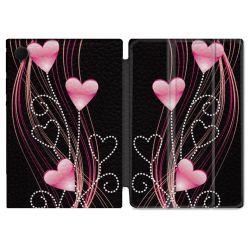 Housse Smart Cover Pour Samsung Galaxy Tab A9 Amour Coeur Rose Montant sur Noir