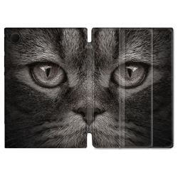 Housse Smart Cover Pour Samsung Galaxy Tab A9 Animal Chat Gris