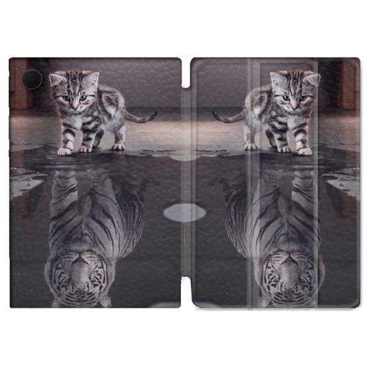 Housse Smart Cover Pour Samsung Galaxy Tab A9 Animal Chat Reflet