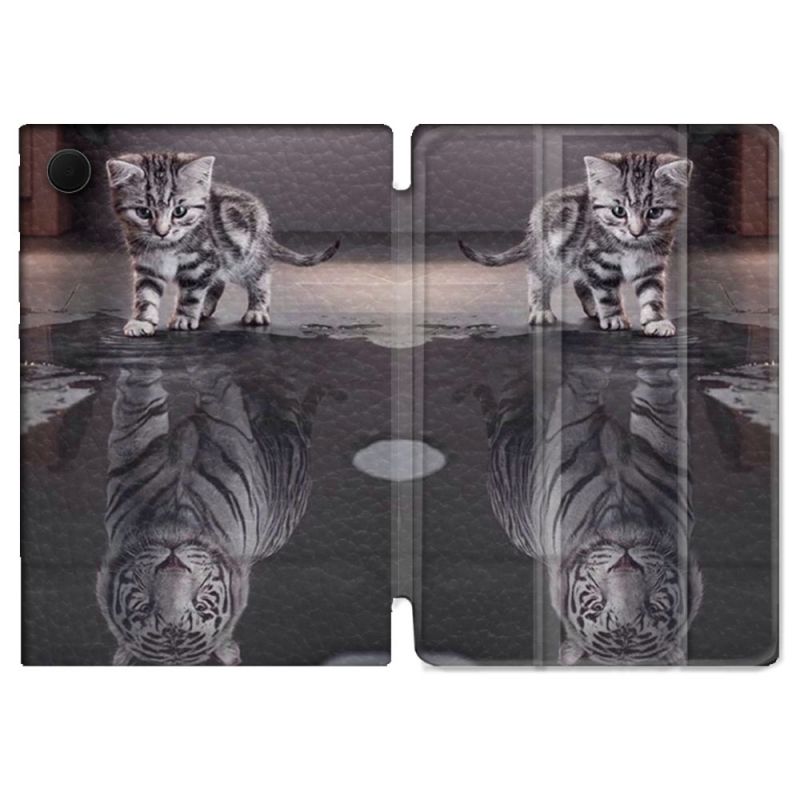 Housse Smart Cover Pour Samsung Galaxy Tab A9 Animal Chat Reflet
