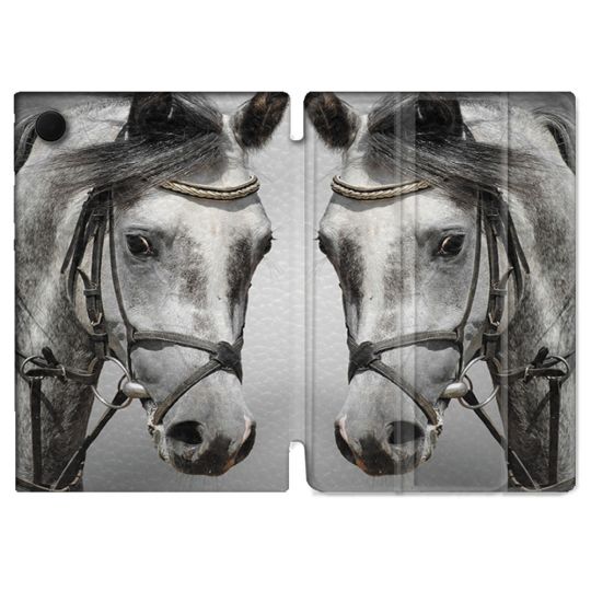 Housse Smart Cover Pour Samsung Galaxy Tab A9 Animal Cheval Blanc