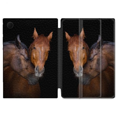 Housse Smart Cover Pour Samsung Galaxy Tab A9 Animal Cheval Marron