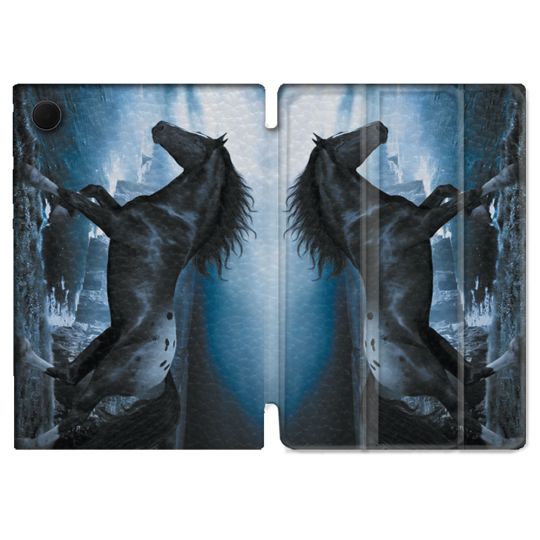 Housse Smart Cover Pour Samsung Galaxy Tab A9 Animal Cheval Noir