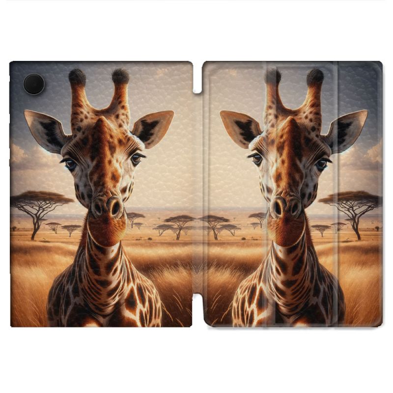 Housse Smart Cover Pour Samsung Galaxy Tab A9 Animal Girafe Savane