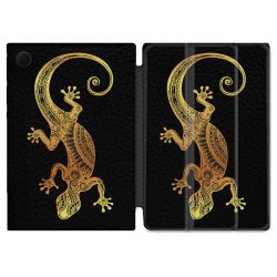 Housse Smart Cover Pour Samsung Galaxy Tab A9 Animal Lezard Noir