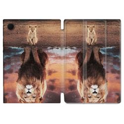 Housse Smart Cover Pour Samsung Galaxy Tab A9 Animal Lion Reflet