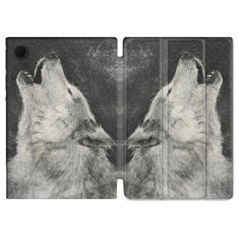 Housse Smart Cover Pour Samsung Galaxy Tab A9 Animal Loup Hurlement