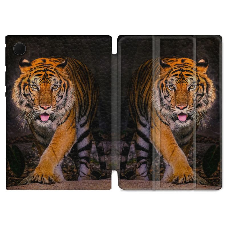 Housse Smart Cover Pour Samsung Galaxy Tab A9 Animal Tigre Jungle